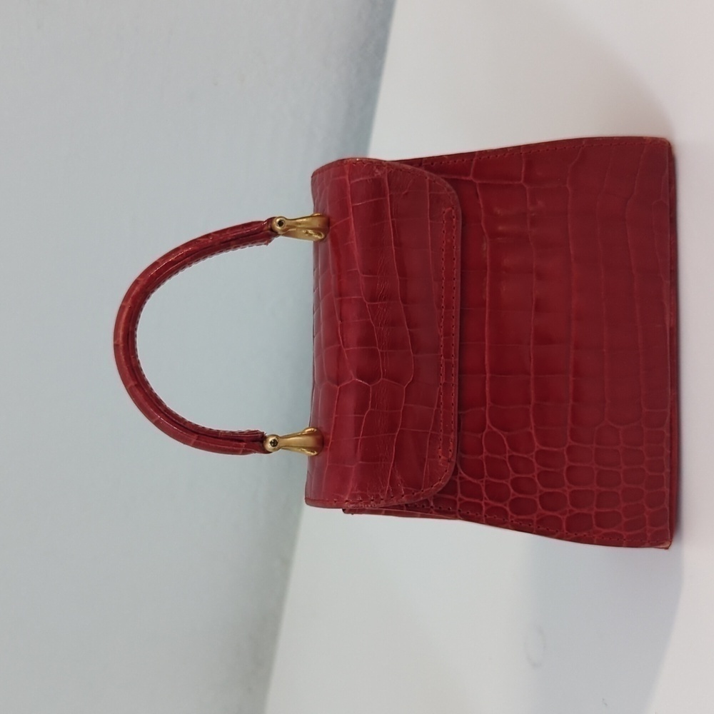 Vintage Vicenza Moon Face Mini Purse Crossbody Red leather retro astrology - Picture 5 of 14